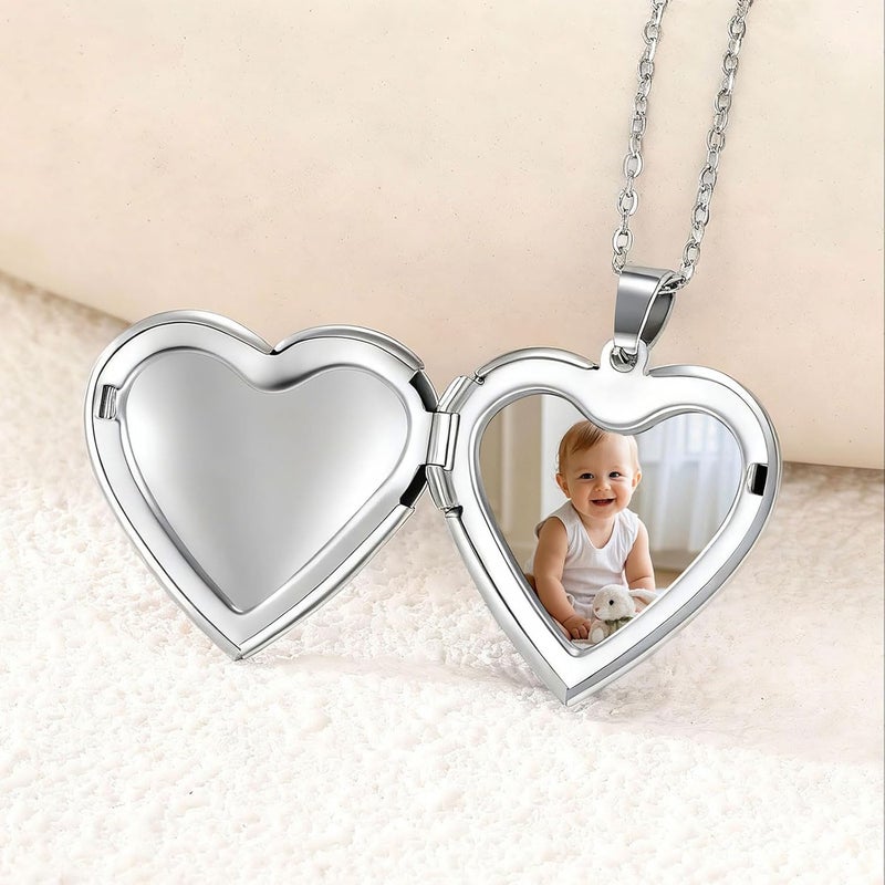 PHOCKSIN Locket Necklace for Women Black/Gold/Silver Locket Necklace Oval/Round/Heart Photo Necklace New Years Gifts for Girls - Image 4
